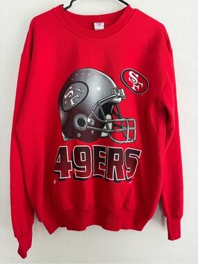 Vintage San Francisco 49ers Red Graphic Crewneck Sweatshirt